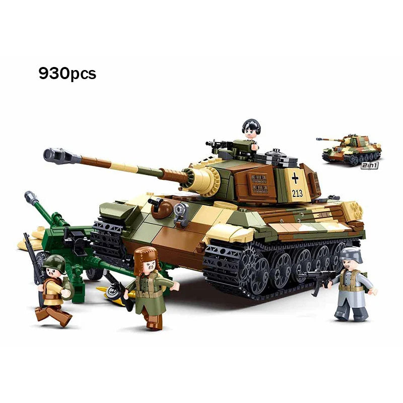 Airplane Model Toys Bomber: Military Panzer Tank & WW2 Aircraft Blocks