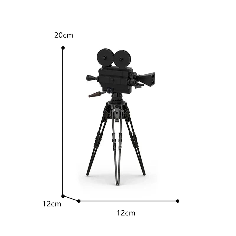 Mini Camera Model, Movie Camera Building Blocks DIY Mini Vintage Black