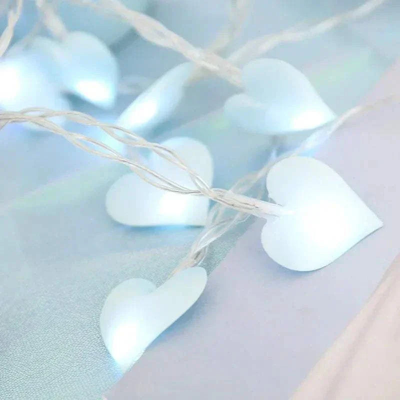 Pink String Lights, 10/20 LED Heart Lights, Cotton Wedding Party Decor