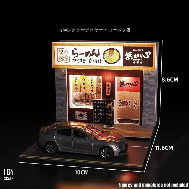 1/64 Car Garage Miniature Scene Figure Dolls City Streetscape Model, Suitable for 1:64 JKM CCA Mini Car PVC Collection Gift