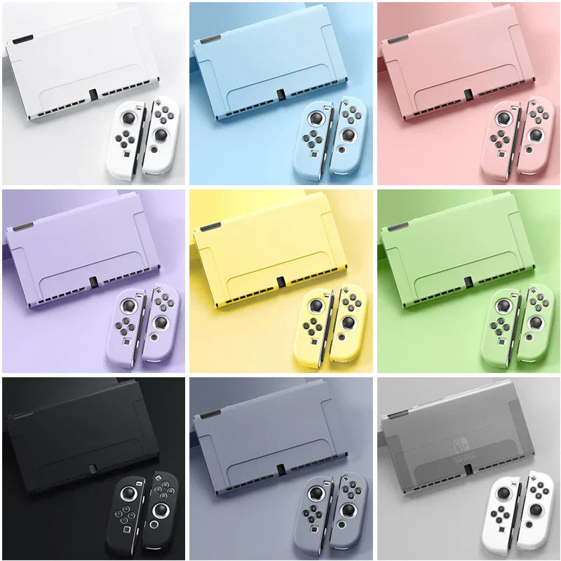 Soft TPU Transparent Nintendo Protective Case Cover for Switch OLED – Available in Black, White, Green, Blue, Yellow, Pink, and Purple