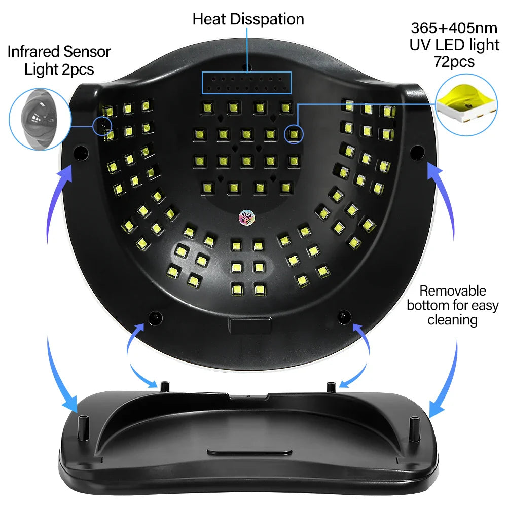 Best UV nail lamp 320W Dryer - 72 LEDs, 4 Timer Settings, LCD Display