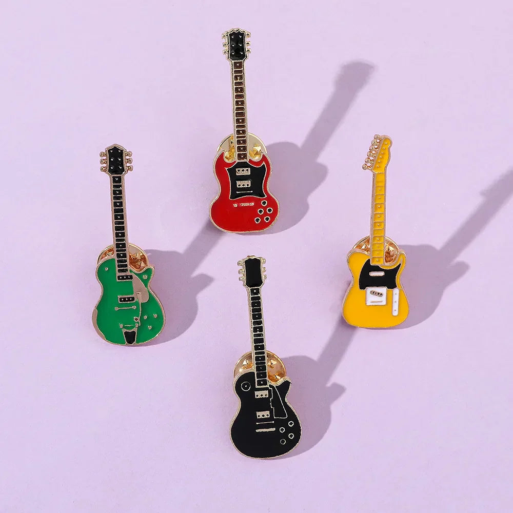 Guitar Pin Electric Guitar Metal Pin Badge   | Fashion Musical Brooch