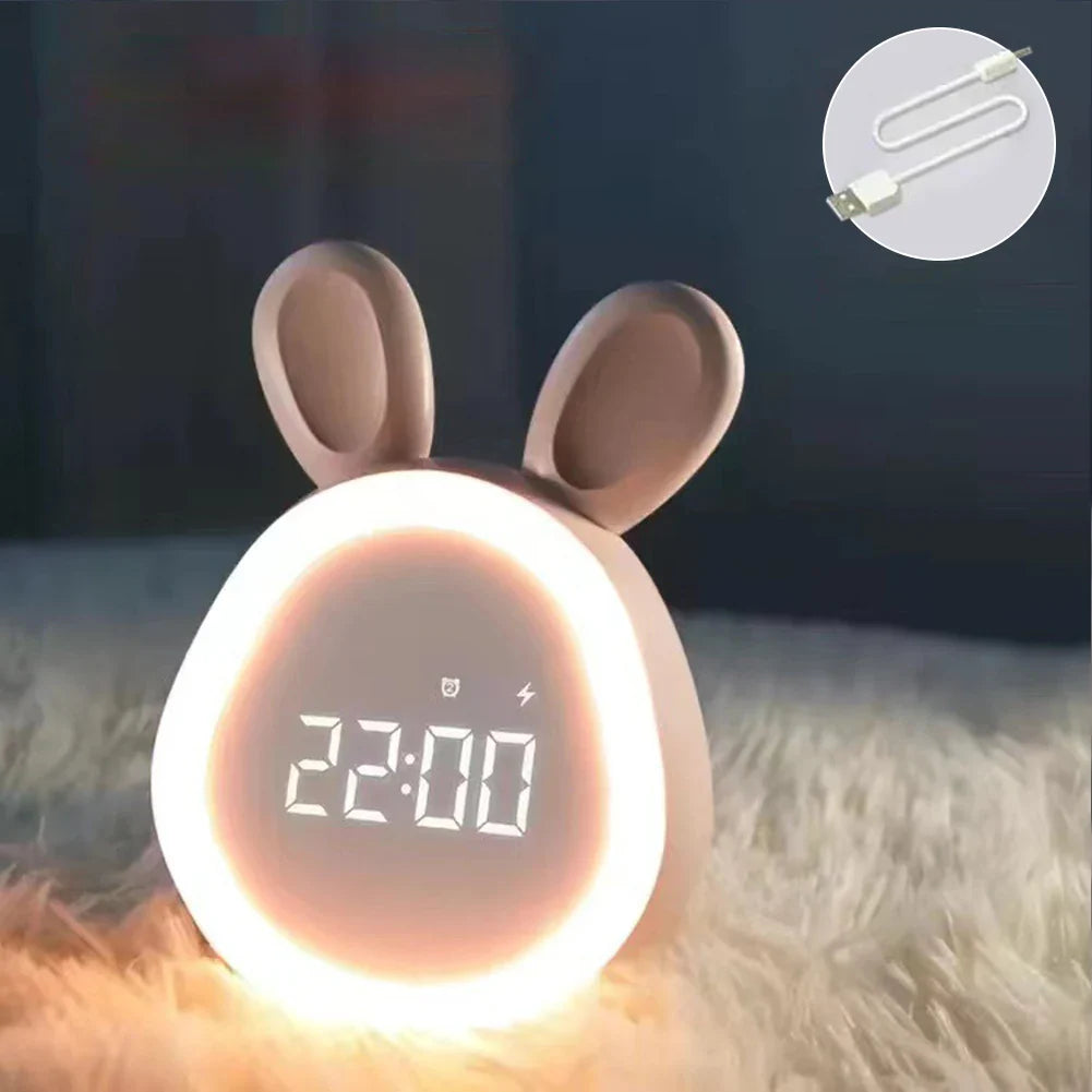 Led digital clock - Kids Cute Rabbit Alarm Clock with Night Light 