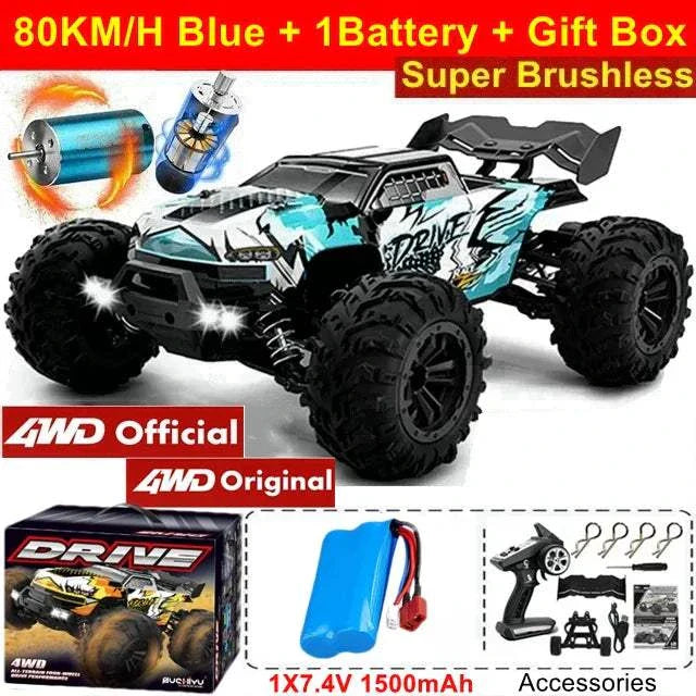 4WD RC Car 1:16 80KM/H Brushless Car Off Road High Speed Toy Kids