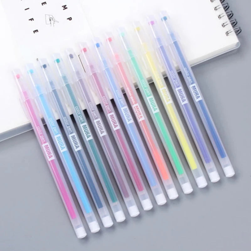 24/12PCS/Box Color Gel Pen Refill Set Kawaii 0.5mm Candy Colors Ballpoint Pens Student Office Writing Pens School Stationery