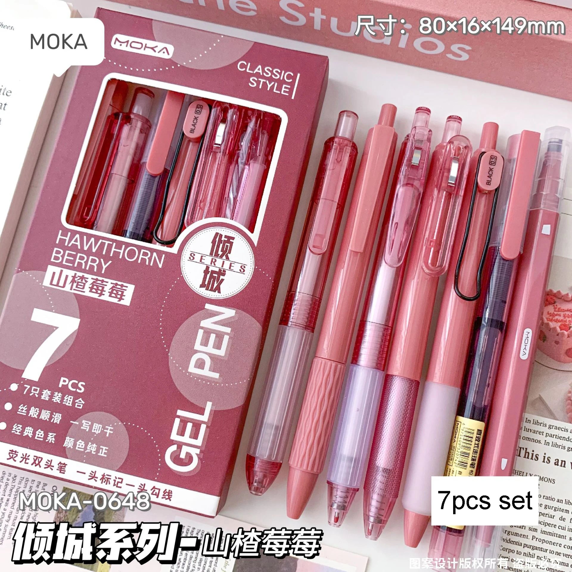 7pcs Kawaii Pens Quick-Drying Ink Japanese Stationery Pen Set Aesthetic Stationery School Supplies Ballpoint Pen Back To School