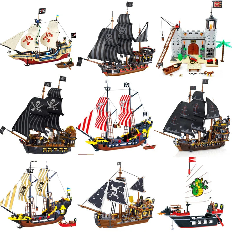 Black Pearl Pirate Ship Big Building Blocks - Enlighten Ideas