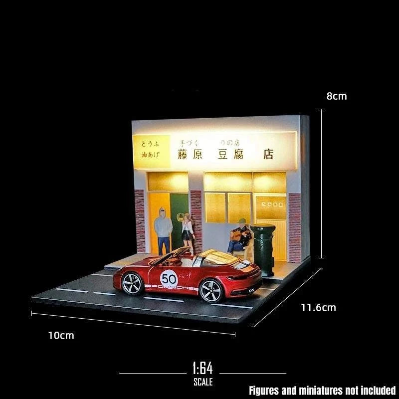 1/64 Car Garage Miniature Scene Figure Dolls City Streetscape Model, Suitable for 1:64 JKM CCA Mini Car PVC Collection Gift