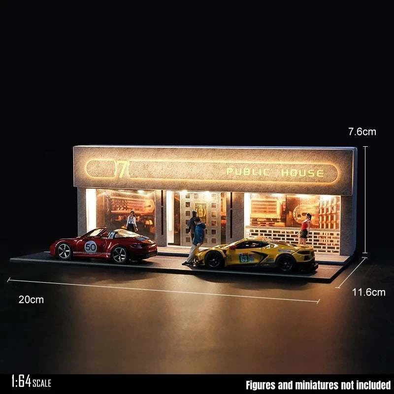 1/64 Car Garage Miniature Scene Figure Dolls City Streetscape Model, Suitable for 1:64 JKM CCA Mini Car PVC Collection Gift