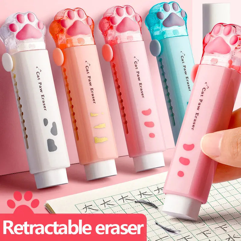 Kawaii Retractable Eraser Cute Cat Korean Stationery Rubber Drawing Erasers Children's school supplies Office