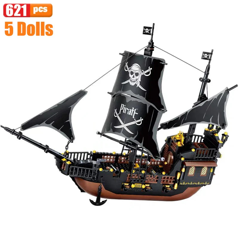 Black Pearl Pirate Ship Big Building Blocks - Enlighten Ideas