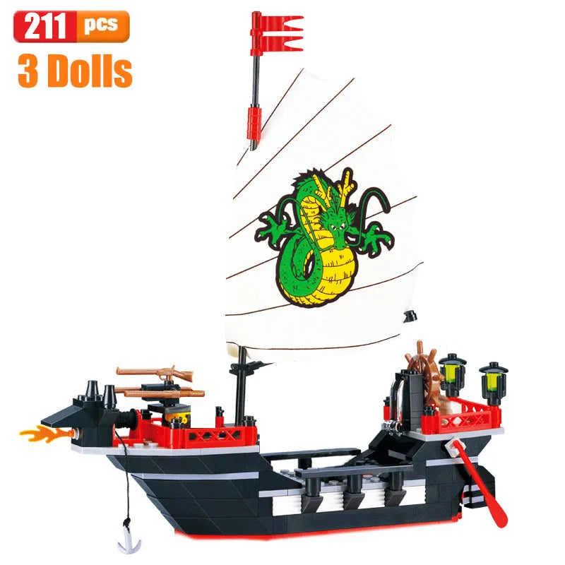 Black Pearl Pirate Ship Big Building Blocks - Enlighten Ideas