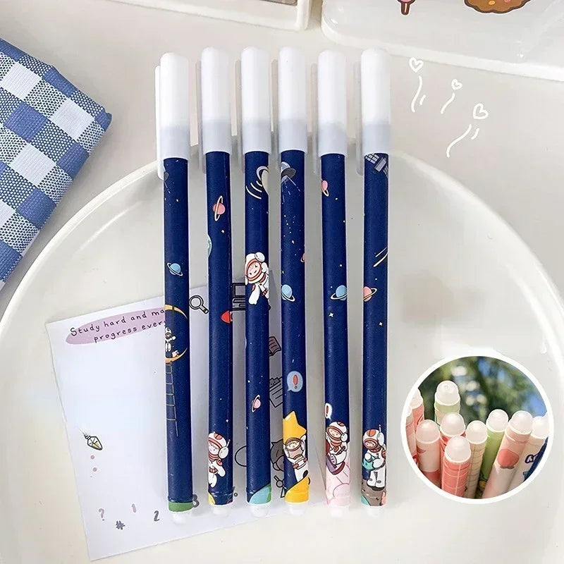 6Pcs/Set Kawaii 0.5 mm Erasable Gel Pens Colored Blue Refill Nib Ballpoint for Girls Writing  School Supplies Stationery