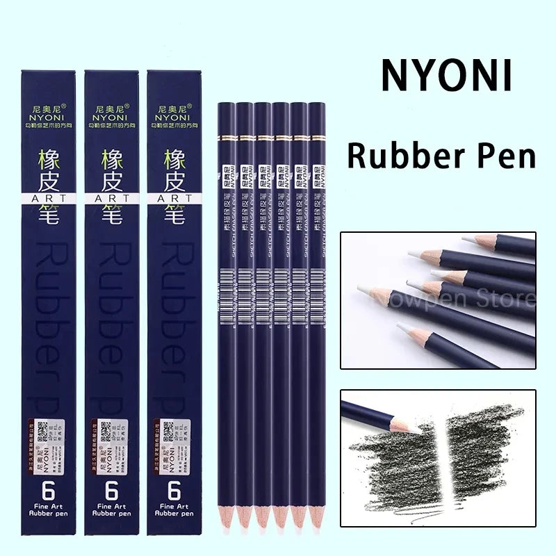NYONI Rubber Pen Eraser Pencil Pen Tip Rubber Type 1/3/6pcs High Precision Pencil Eraser For Manga Highlight Art Supplies N2810