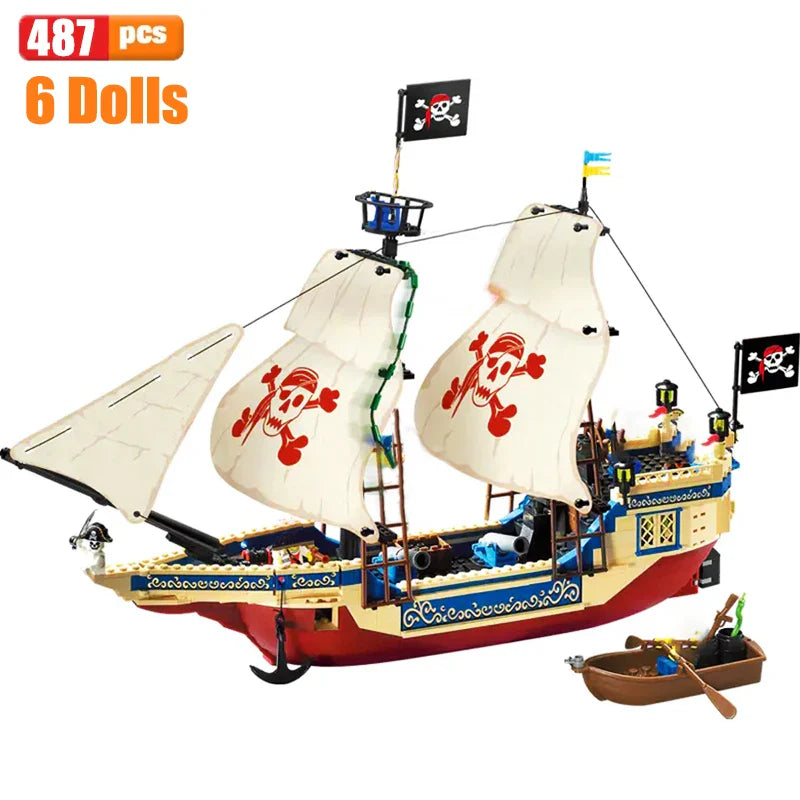 Black Pearl Pirate Ship Big Building Blocks - Enlighten Ideas