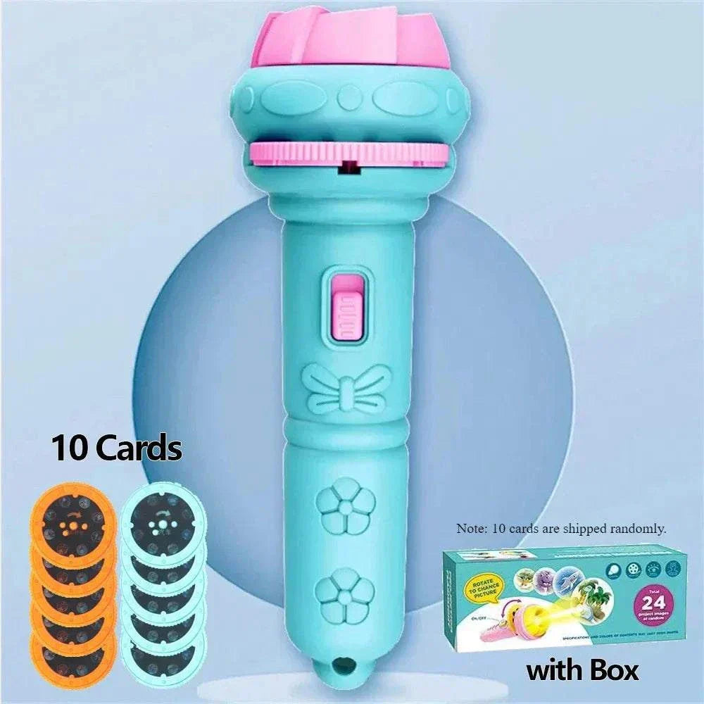 Projection Flashlight 10 Cards, 80 Patterns Bedtime Story Children Toy