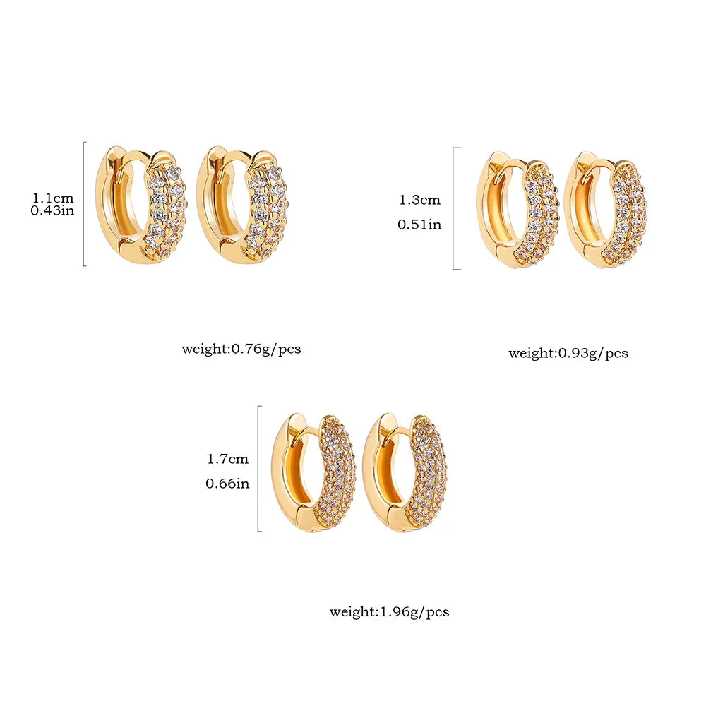 Gold Huggie Earrings with CZ Zircon - Minimalist Hoop Jewelry