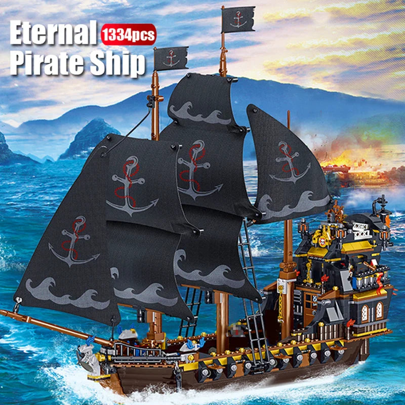 Black Pearl Pirate Ship Big Building Blocks - Enlighten Ideas