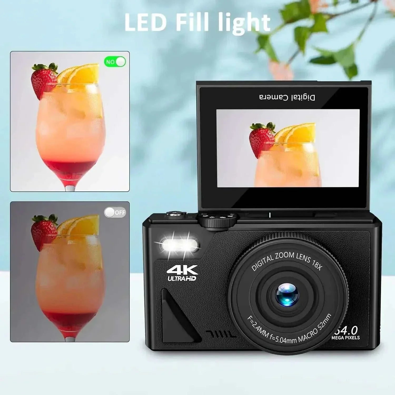 4K Videos 64MP Vlogging Camera with 18X Zoom, Flip Screen & WiFi