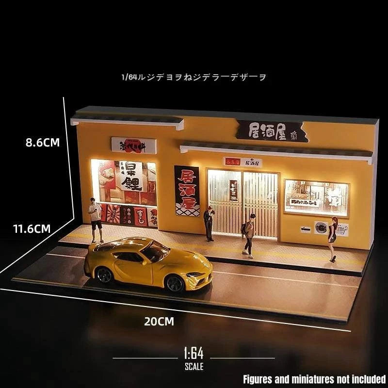 1/64 Car Garage Miniature Scene Figure Dolls City Streetscape Model, Suitable for 1:64 JKM CCA Mini Car PVC Collection Gift