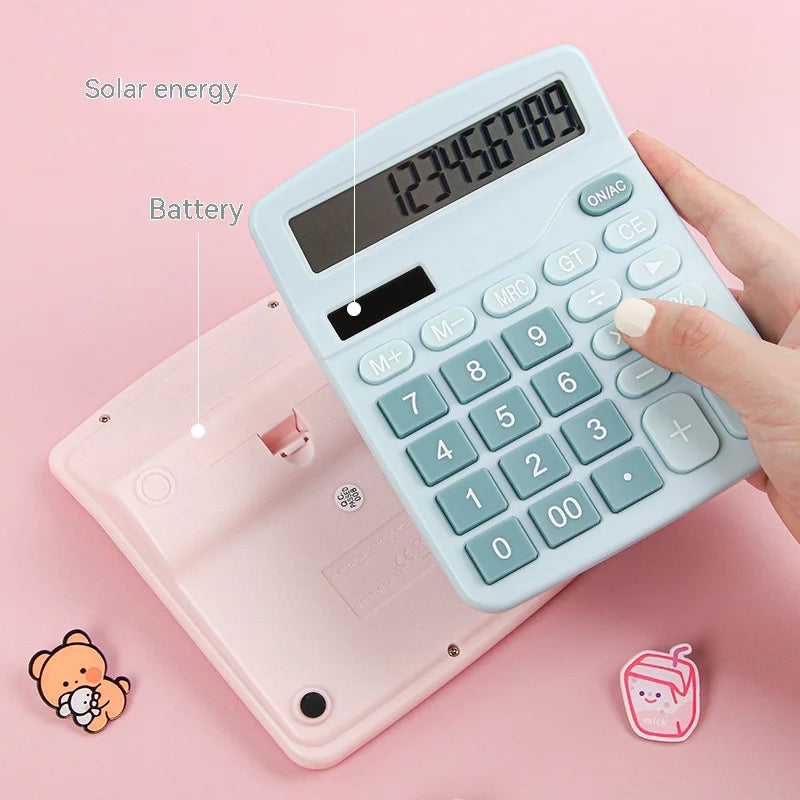 12 Digits Electronic Calculator Solar Calculator Dual Power Supply Calculator for Home Office School Financial Accounting Tools