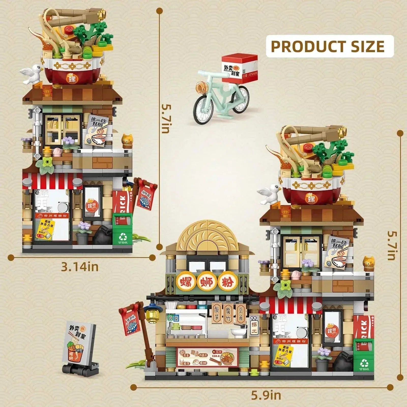 Doll house set Mini Building Blocks Lemon Tea Shop Toy, 796 PCS Bricks