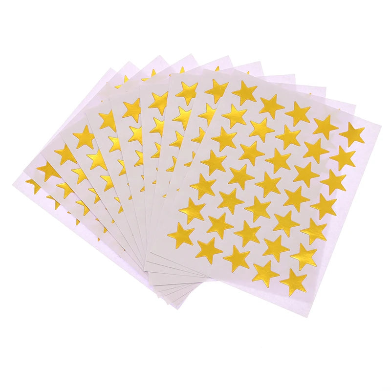 10 Sheets Gold-Plated Award Stickers - Glitter Praise Labels for Children