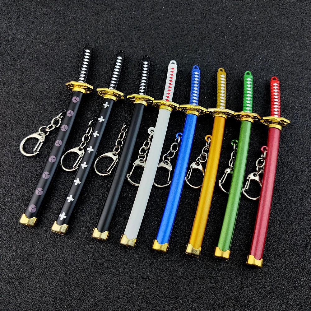 Mini Roronoa Zoro Samurai Sword Keychain Anime Scabbard Key Ring Katana Buckle Key Chain for men women Cosplay Toy Jewelry Gift