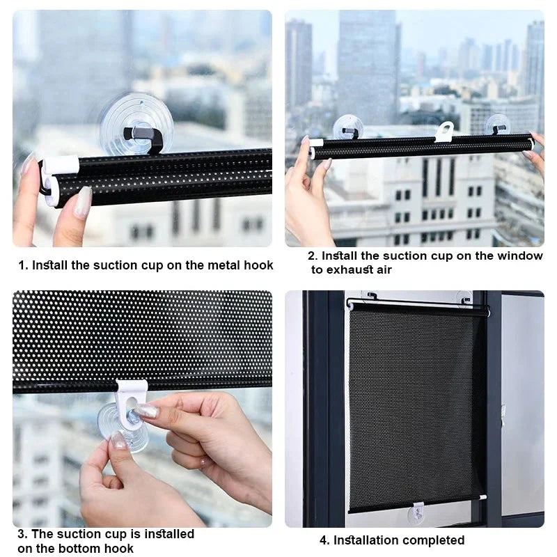 Universal Roller Blinds Sunshade - Suction Cup Blackout Curtain for Windows