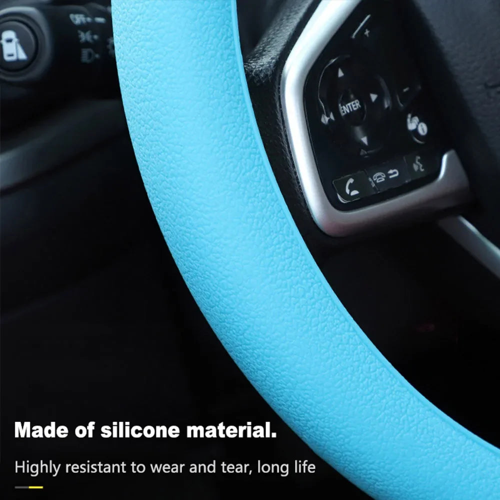 Car Summer Universal Silicone Steering Wheel Cover Elastic Glove Cover Texture Soft Multi Color Auto Decoration DIY Accessories