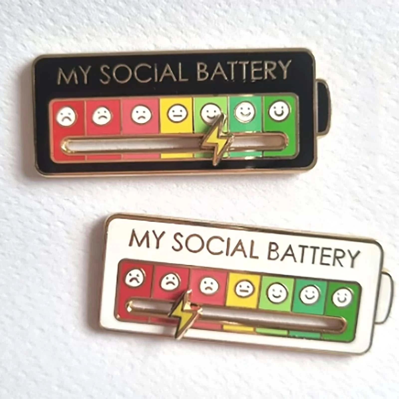 Emotions Enamel Pins - Social Battery Mood Tracker Brooches & Lapel Badges