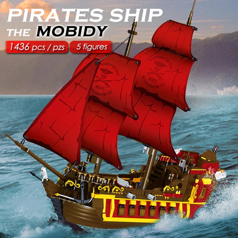 Black Pearl Pirate Ship Big Building Blocks - Enlighten Ideas