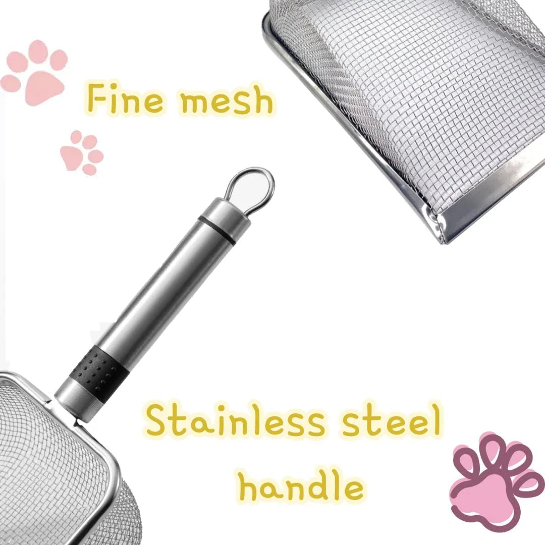 Durable Metal Cat Litter Scoop - Aluminum Alloy Pet Poop Shovel with Handle