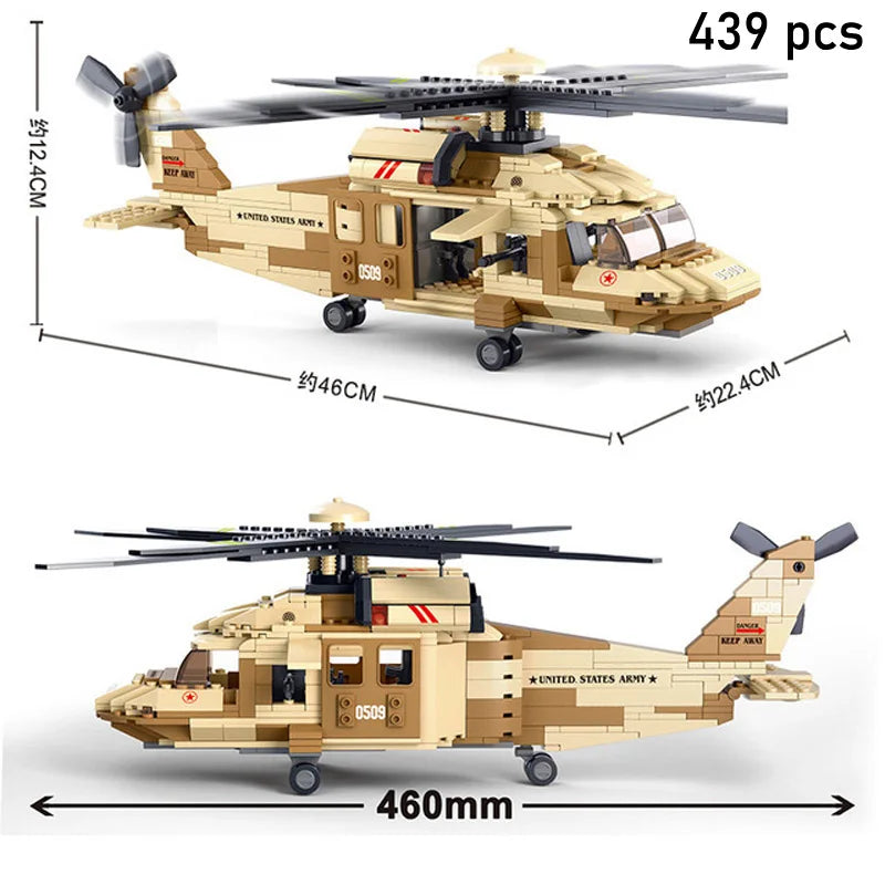 Airplane Model Toys Bomber: Military Panzer Tank & WW2 Aircraft Blocks