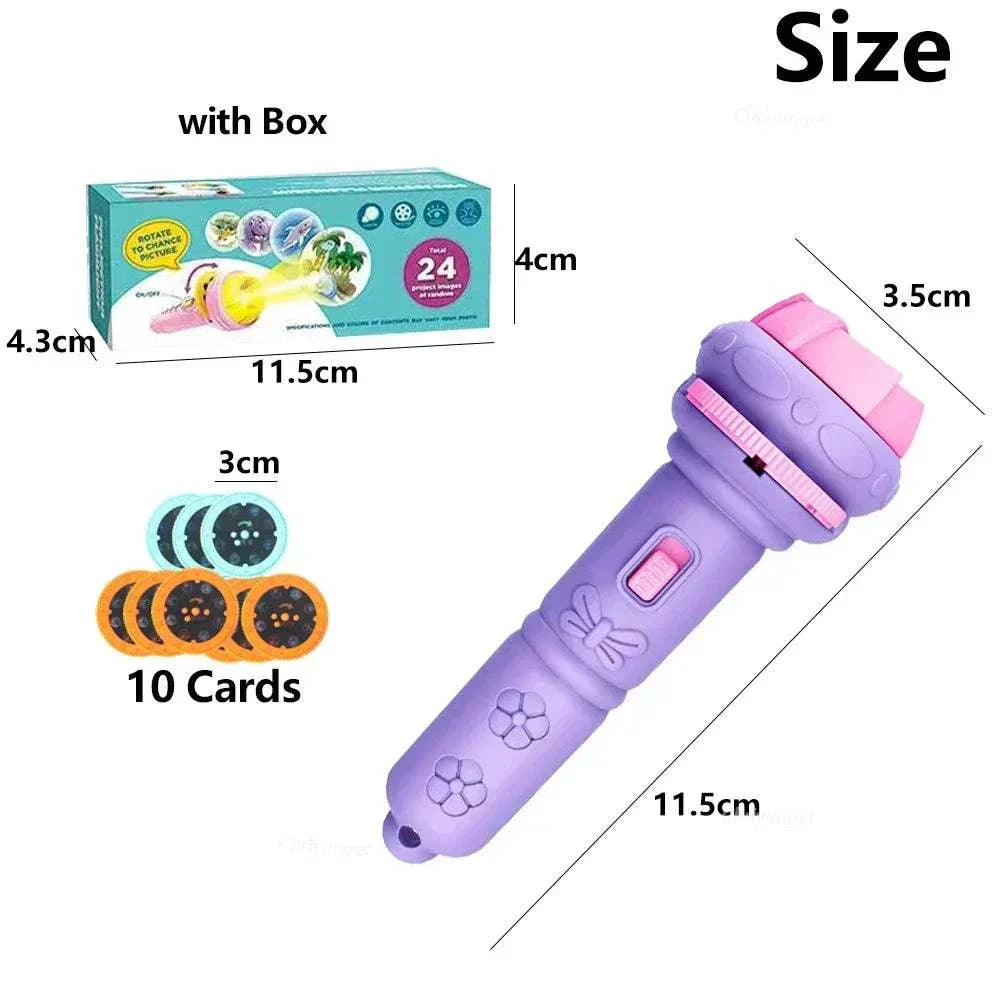 Projection Flashlight 10 Cards, 80 Patterns Bedtime Story Children Toy