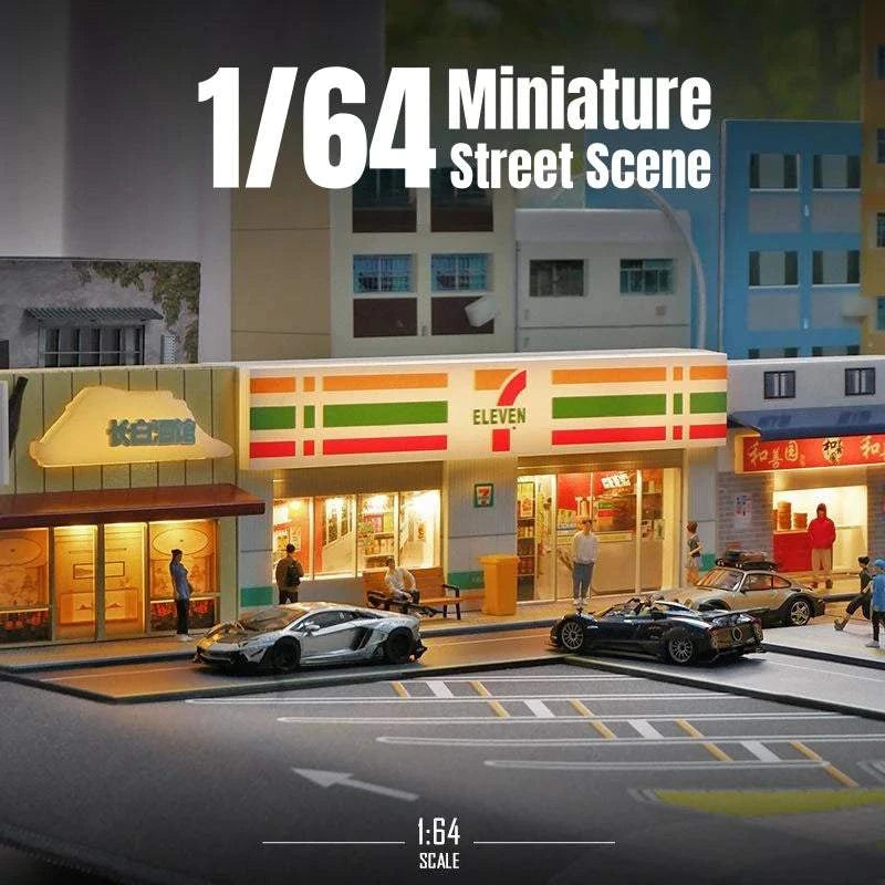 1/64 Car Garage Miniature Scene Figure Dolls City Streetscape Model, Suitable for 1:64 JKM CCA Mini Car PVC Collection Gift