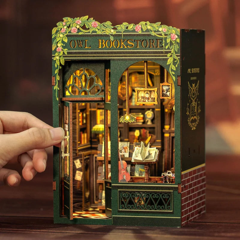 Cutebee Book Nook Kit - Miniature Dollhouse with Light for Retro Decor