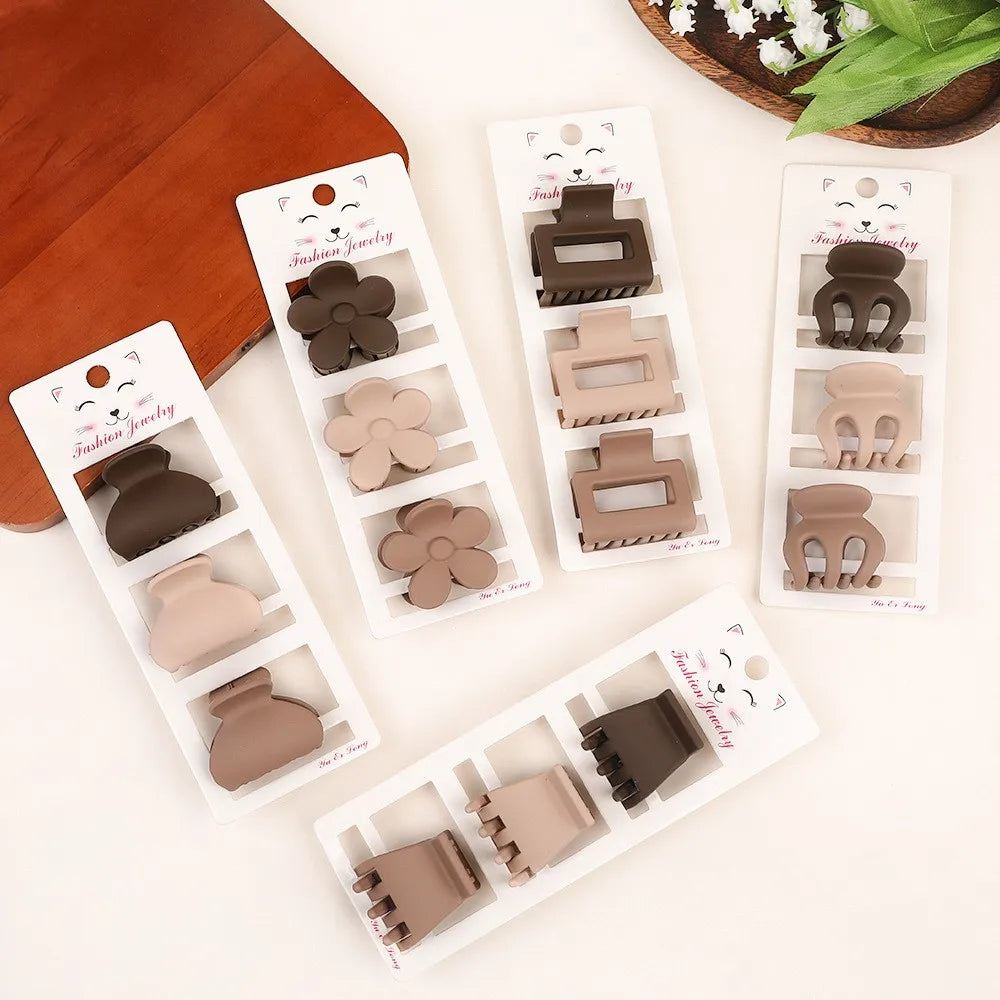 Three-piece Set Frosted Geometric Hairpin Hair Clip Barrettes 