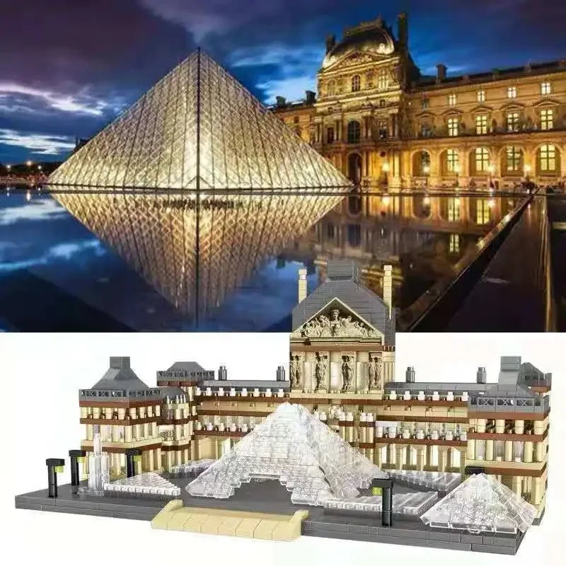 Lezi 8040 Paris Louvre Museum Mini Building Blocks - 3D DIY Model Toy