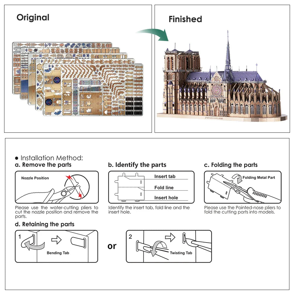 Piececool 3D Metal Puzzles - Notre Dame Cathedral DIY Model Kit for Adults