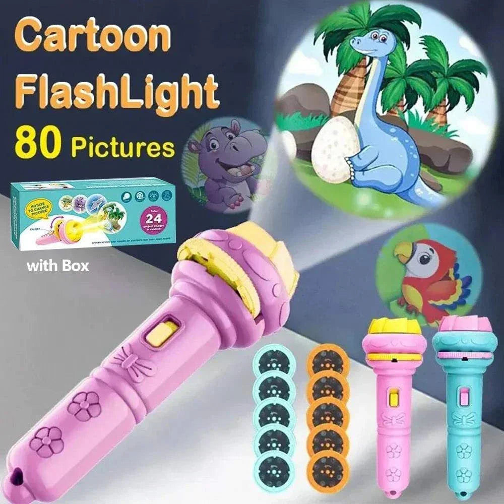 Projection Flashlight 10 Cards, 80 Patterns Bedtime Story Children Toy