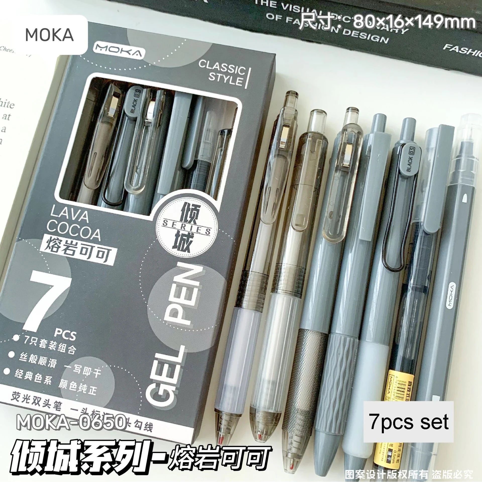 7pcs Kawaii Pen Black Ink Gel Pens Double-Headed Highlighter Aesthetic Stationery Pen Set Ballpoint Pen Back To School