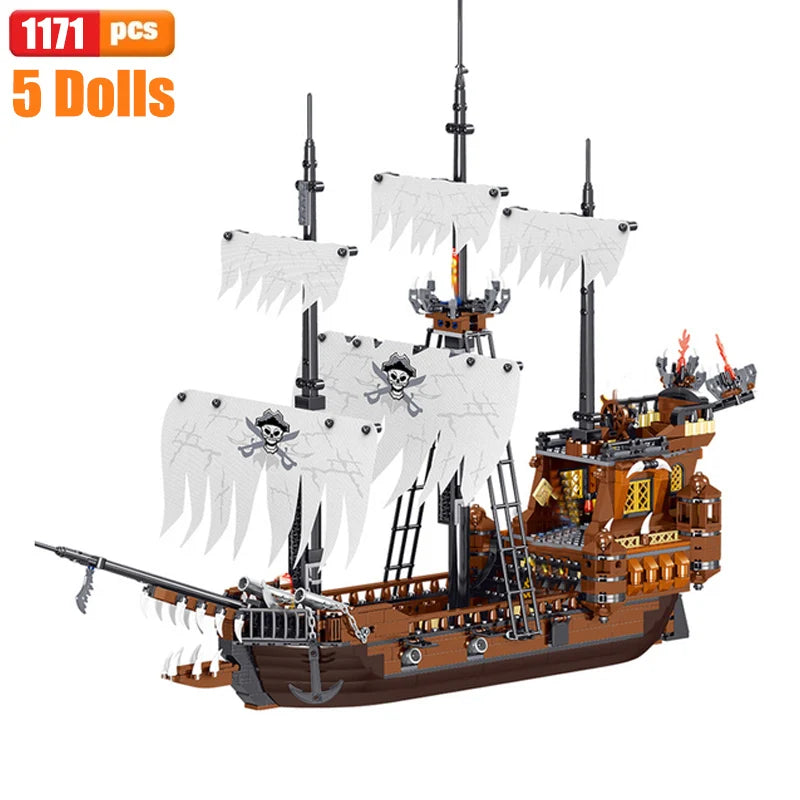 Black Pearl Pirate Ship Big Building Blocks - Enlighten Ideas