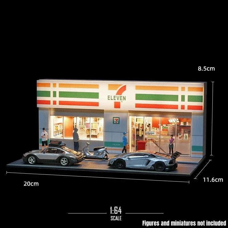 1/64 Car Garage Miniature Scene Figure Dolls City Streetscape Model, Suitable for 1:64 JKM CCA Mini Car PVC Collection Gift