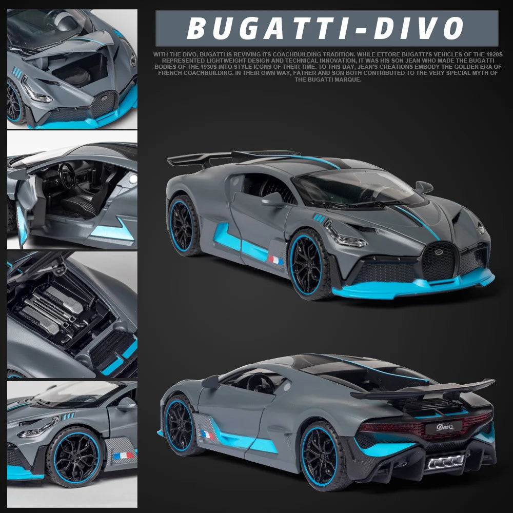 1/32 Diecast Bugatti Divo Sport Car Model - 15.5cm Collectible Toy with Lights