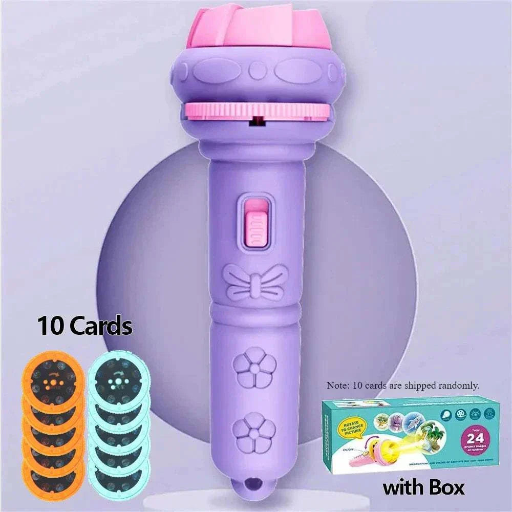 Projection Flashlight 10 Cards, 80 Patterns Bedtime Story Children Toy