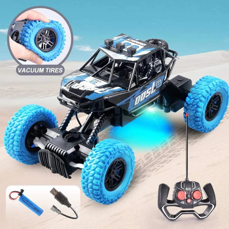 small remote control car with colorful lights, off-road toy car gifts