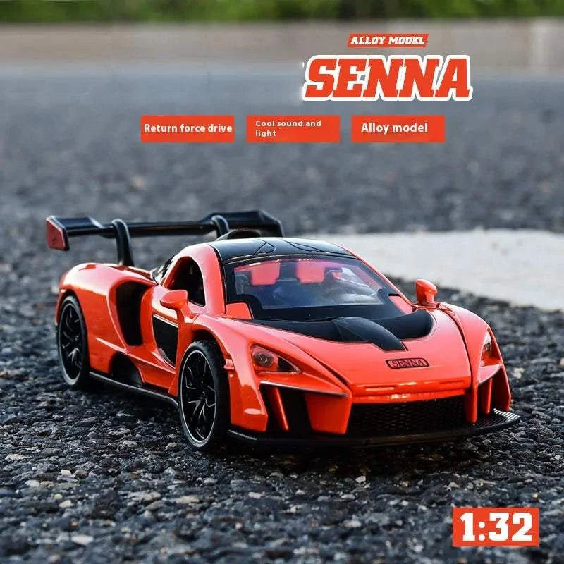 1/32 Senna Alloy Car Model Diecasts Metal Toy Vehicles Model Simulation Sound And Light Collection Kids Birthday Gifts