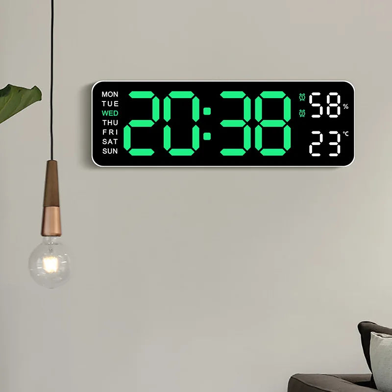 Large Digital Wall Clock USB Powered -LED Alarm Clock with Auto Dimmer